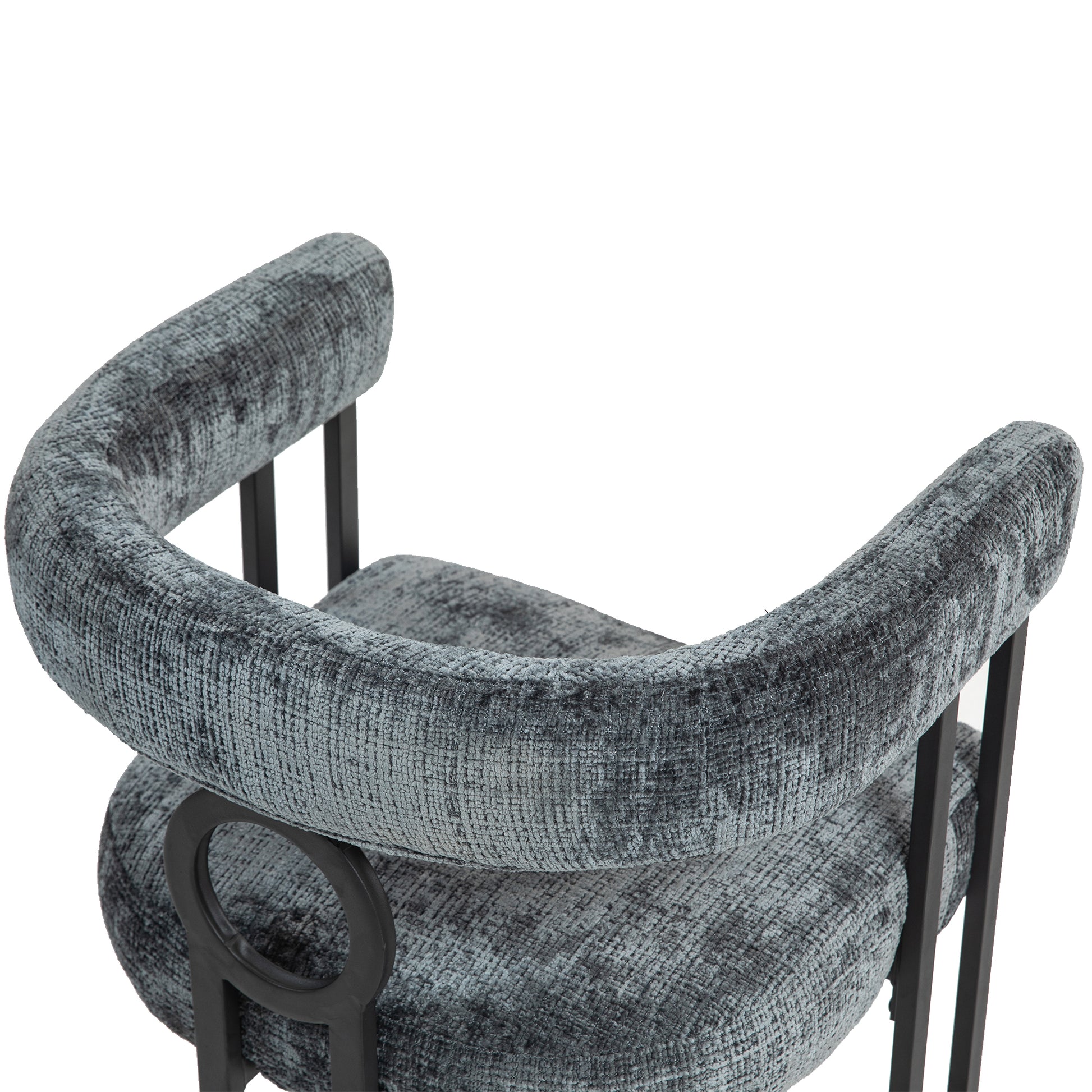 Coolmore Contemporary Designed Chenille Fabric Upholstered Accent Dining Chair Barrel Side Chairs Kitchen Armchair For Living Room Set Of 2 Gray Chenille Gray Dining Room Foam Chenille