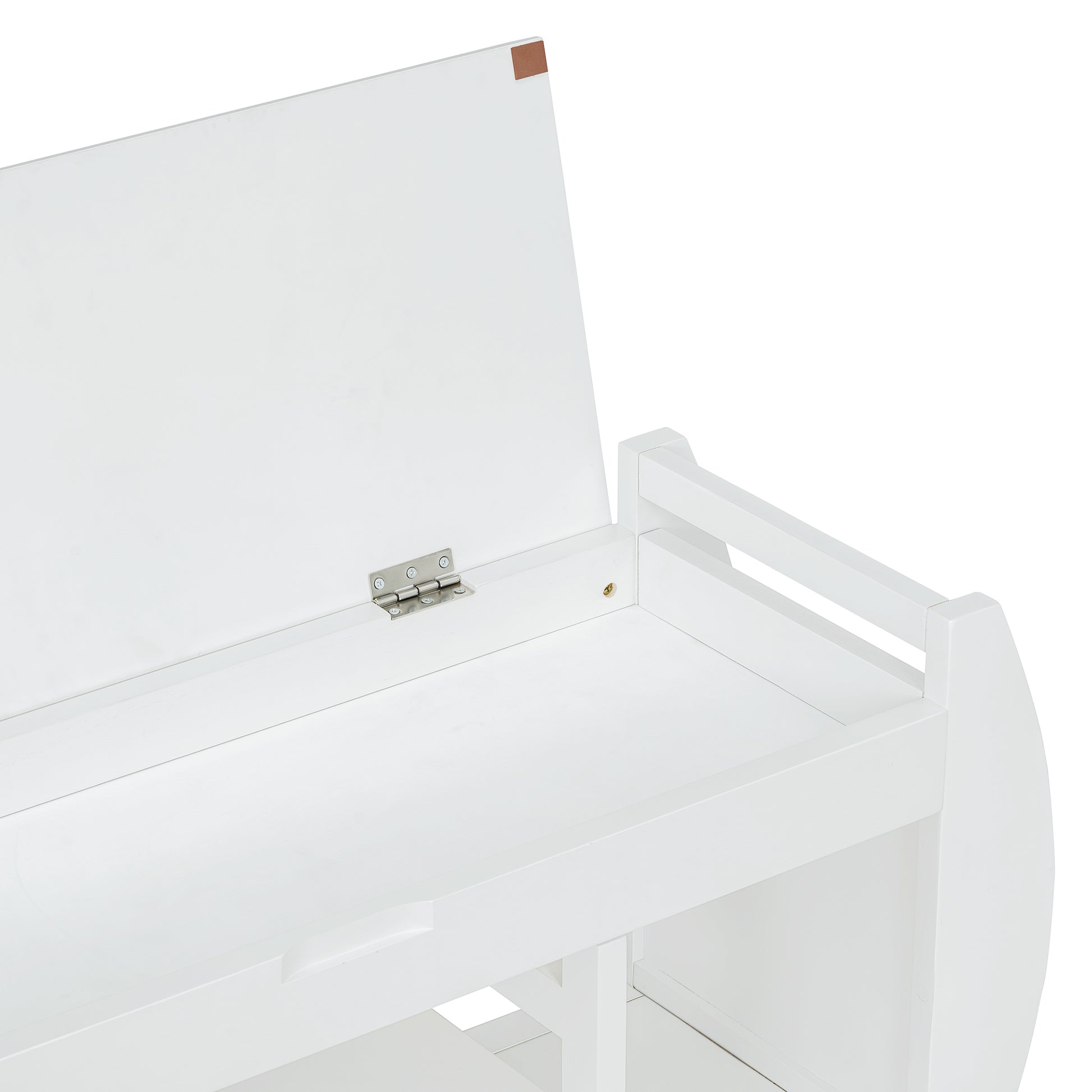 Retro Multifunctional Storage Bench With Cushion And Curved Side Panel For Entrance And Living Room Antique White Antique White Mdf