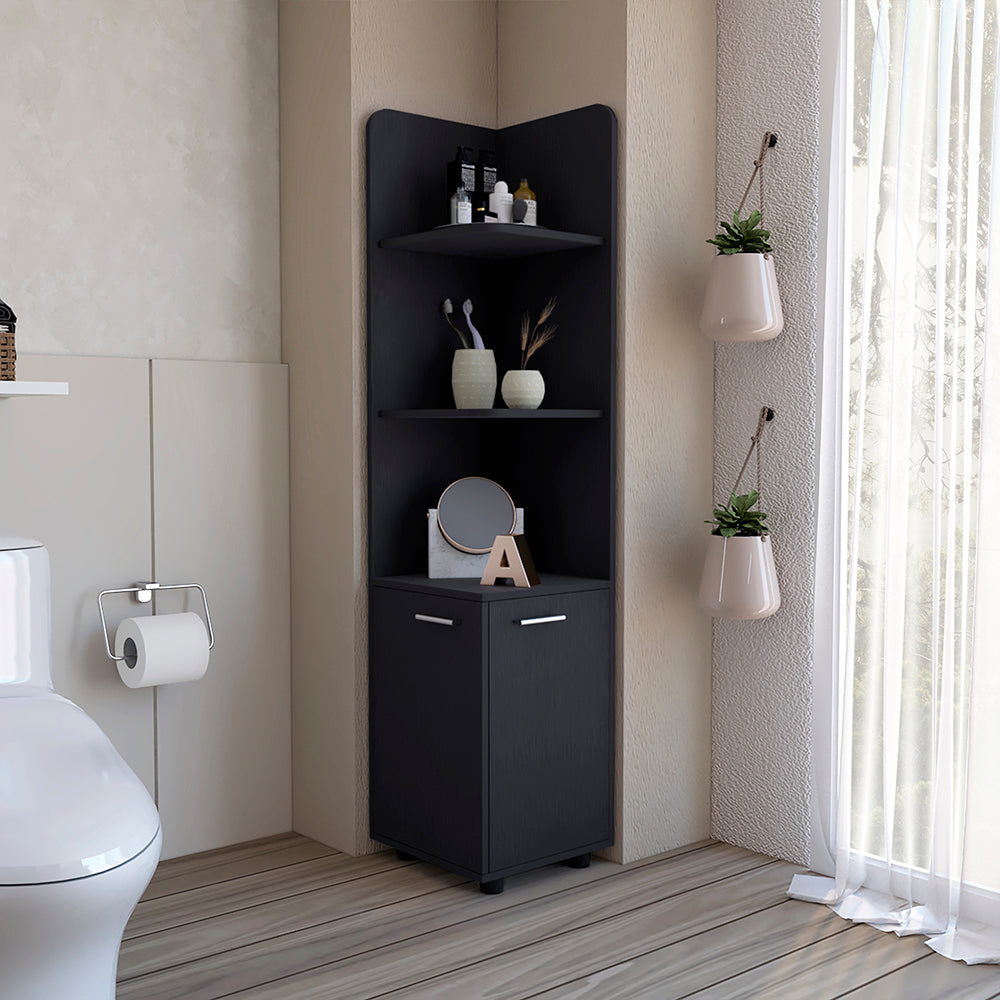 Freestanding Cabinet Kairatu, Bathroom, Black Black 2 3 Up To 17 In 60 In & Above Bathroom Wall Mounted Modern 10 15 Inches Engineered Wood