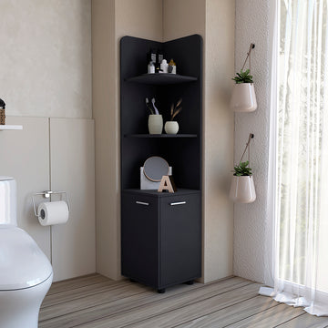 Freestanding Cabinet Kairatu, Bathroom, Black Black 2 3 Up To 17 In 60 In & Above Bathroom Wall Mounted Modern 10 15 Inches Engineered Wood