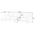 Modern Sofa 3 Seat Couch With Stainless Steel Trim And Metal Legs For Living Room,Black Black Foam 3 Seat
