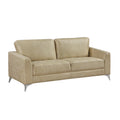 Elegant Modern Style 3Pc Sofa Set Sand Hued Polished Microfiber Upholstery Sofa Loveseat Chair Solid Wood Living Room Furniture Silver Finish Metal Legs Sand Microfiber Wood Primary Living Space Modern Solid Wood 6 Seat