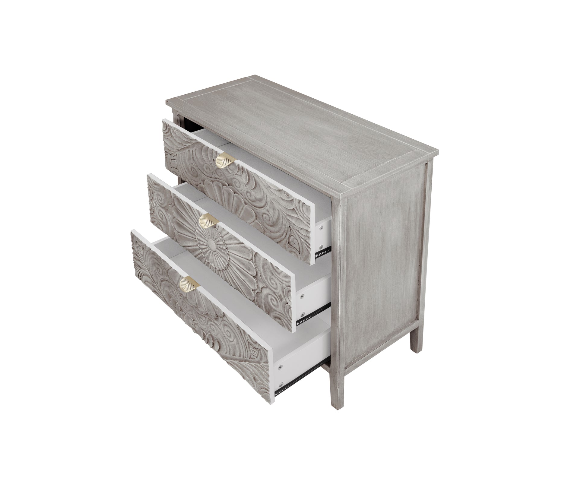 3 Drawer Cabinet, American Furniture, Suitable For Bedroom, Living Room, Study Light Grey Mdf