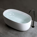 47'' Independent Solid Surface Resin Stone Bathtub, A Modern Designed Independent Bathtub With Pop Up Drainage And Overflowsuitable For Small Households Matte White Oval Bathroom Freestanding Tubs Matte Less Than 59 In Soaking Center Solid Surface