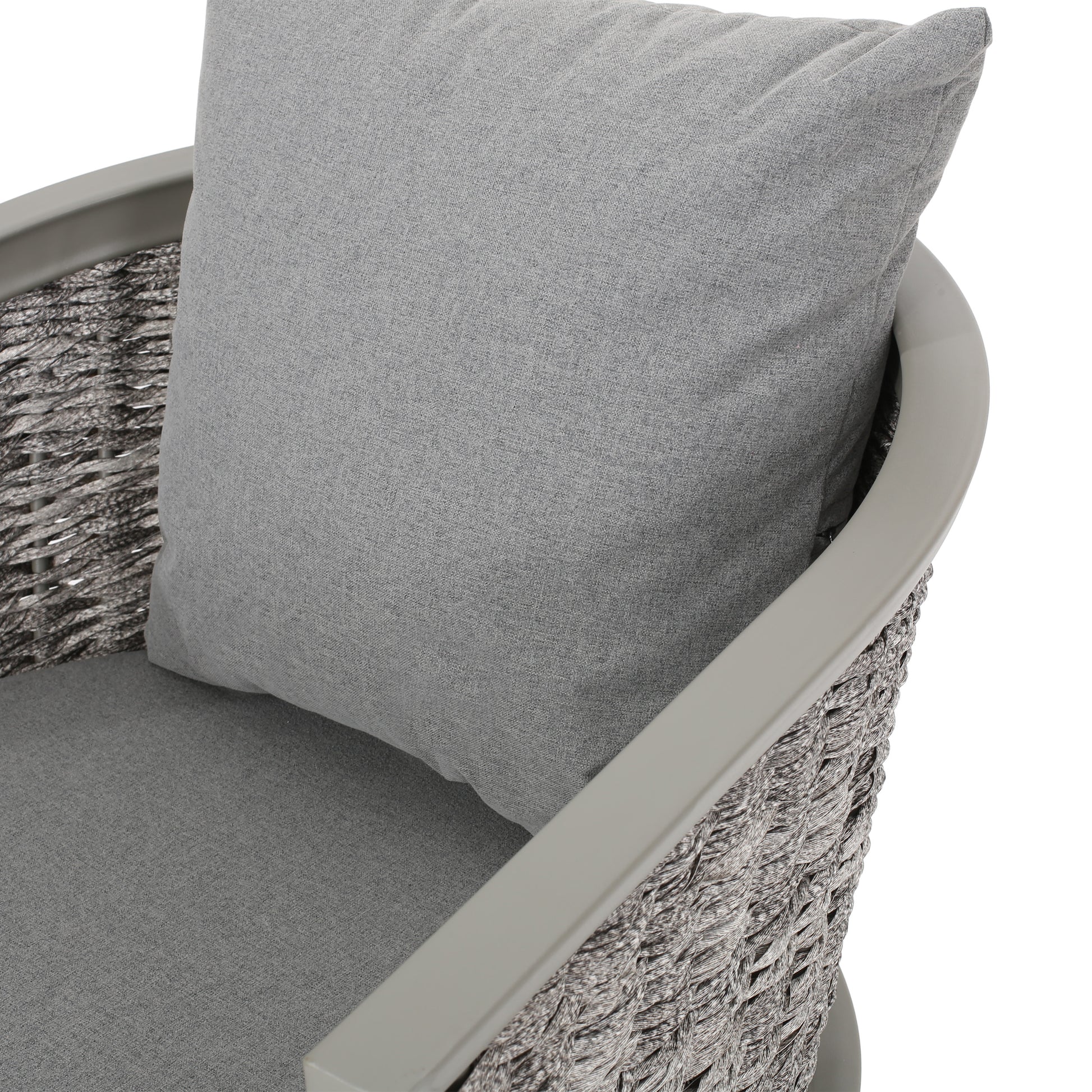 Pebble Chair Grey Pe Rattan Iron Waterproof Fabric