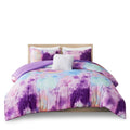 Watercolor Tie Dye Printed Comforter Set With Throw Pillow Twin Multicolor Polyester