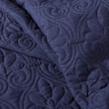 3 Piece Split Corner Pleated Quilted Bedspread Navy Queen Navy Polyester