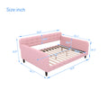 Full Size Upholstered Tufted Daybed With 4 Support Legs, Pink Box Spring Not Required Full Pink Wood Bedroom Daybeds Linen Upholstered