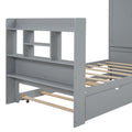 Twin Size Platform Bed With Storage Headboard And Footboard, Pull Out Shelves And Twin Size Trundle, Gray Box Spring Not Required Twin Gray Wood Bedroom Bed Frame Solid Wood Mdf