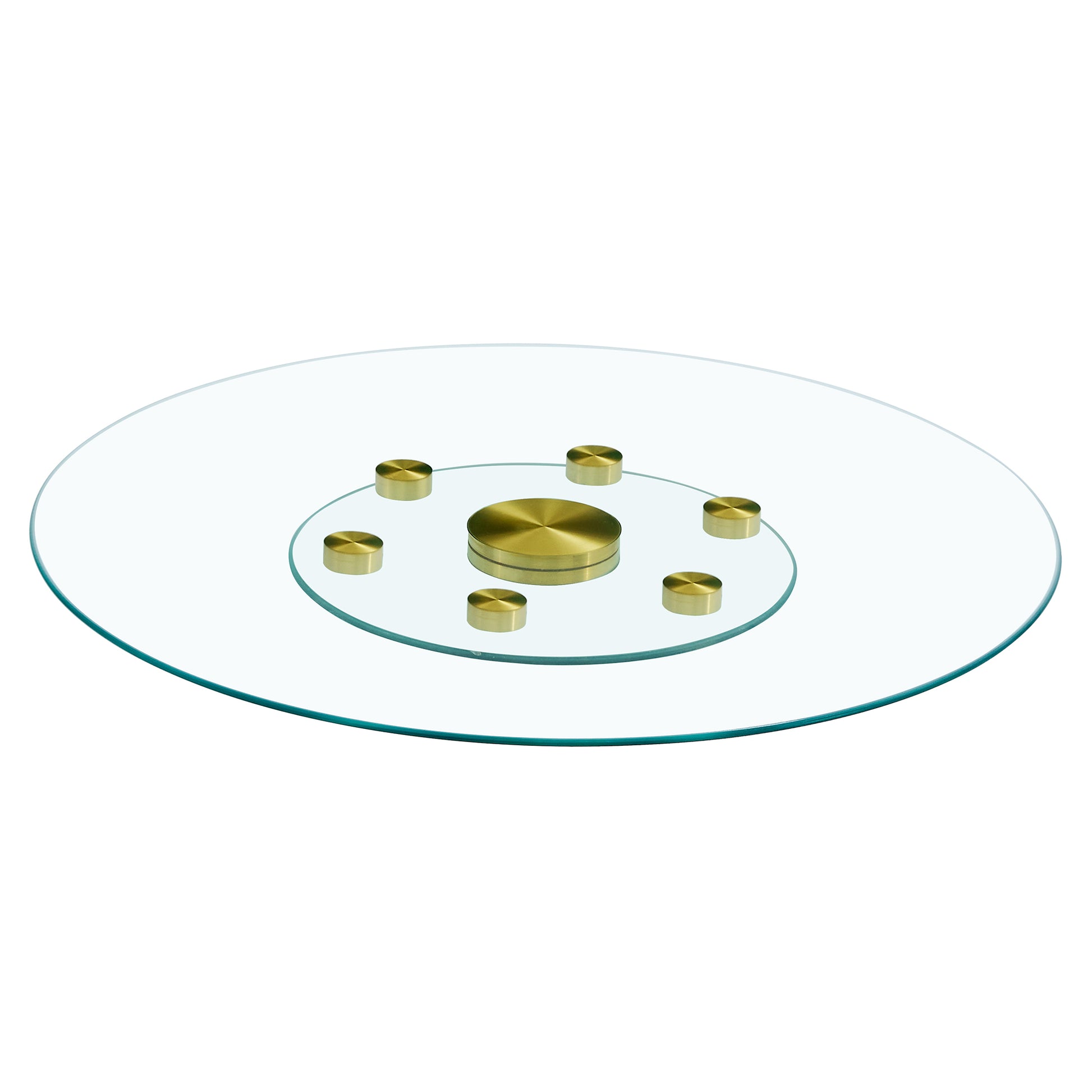 Double Layer Rotatable Round Glass.The Rotatable Design Makes It More Convenient To Retrieve And Place Items.The Upper Glass Has A Diameter Of 30.3 Inches, While The Lower Glass15 Inches.