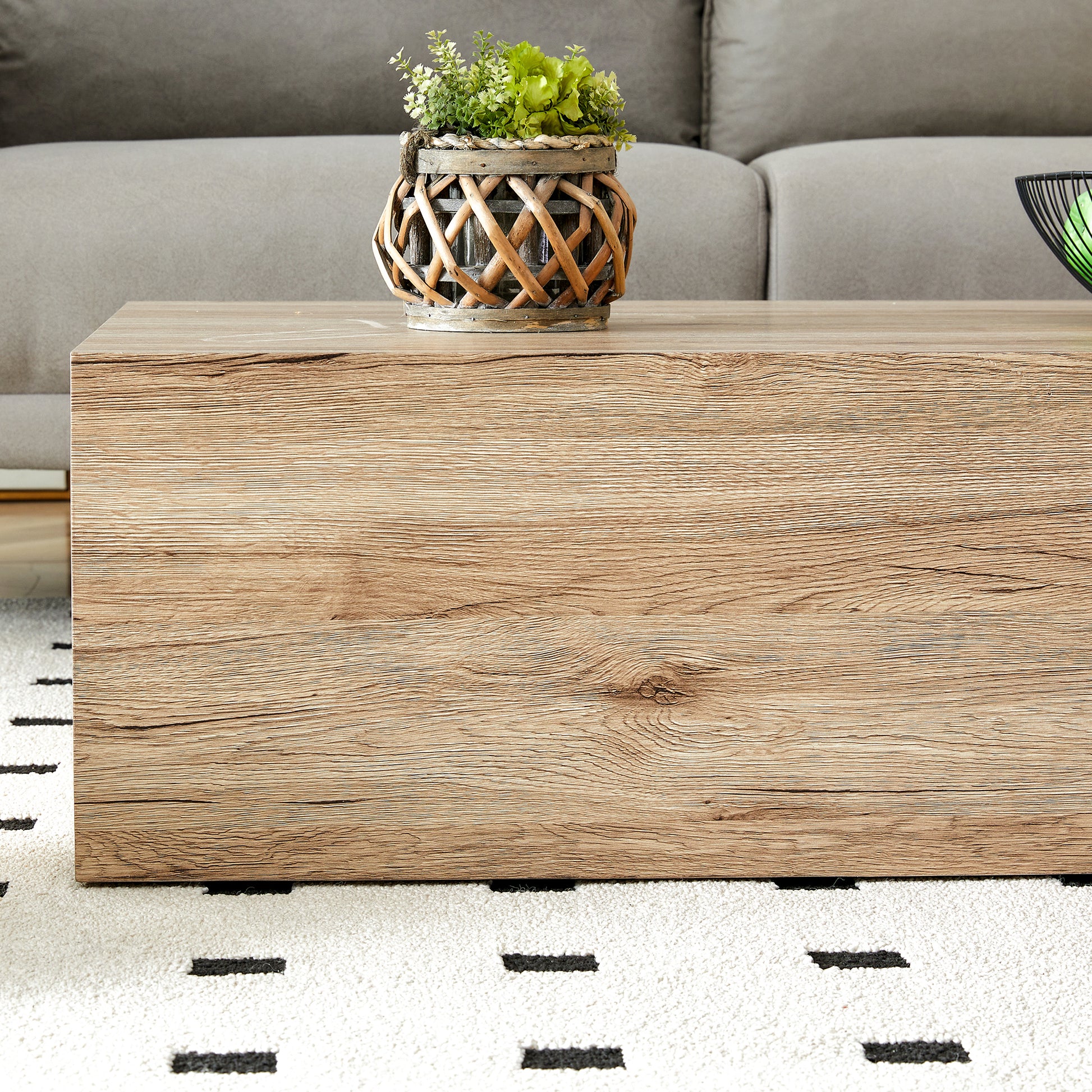 Modern Mdf Coffee Table With Wood Texture Pattern 39.3X23.6X11.8 Inches Stylish And Durable Design Wood Mdf