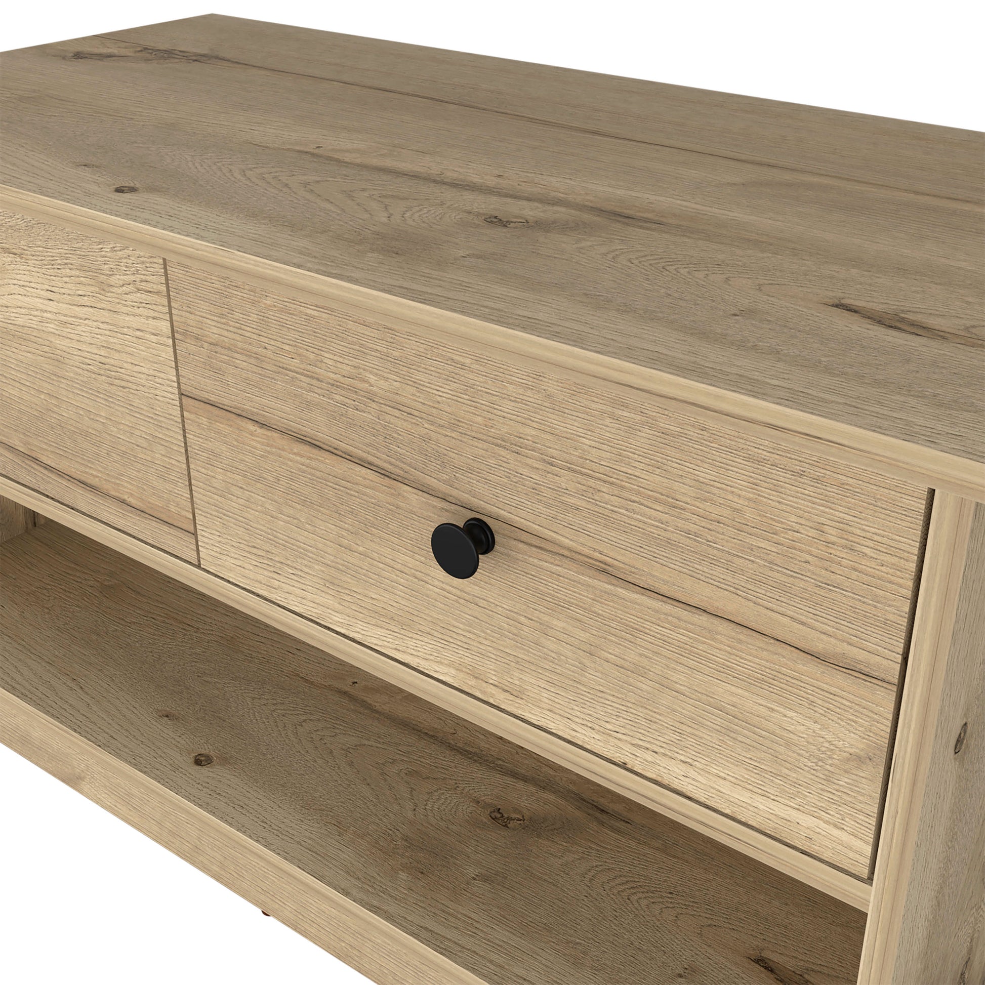 Tulip Storage Bench, Two Drawers, Two Shelves Beige Melamine Engineered Wood