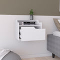 Florence Floating Nightstand With Drawer And Dual Shelf Display White 1 Drawer Bedroom Rectangle Modern Shelf Mdf Engineered Wood