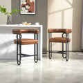 Coolmore Bar Stools Set Of 2, Modern Bar Stool With Back, Black Metal Frames, Upholstered Bar Stools For Kitchen Island, Pub, Club Light Brown Pu Light Brown Dining Room Foam Pu Leather