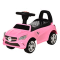 Aosom Kids Ride On Push Car, Foot To Floor Walking Sliding Toy Car For Toddler With Working Horn, Music, Headlights And Storage, Pink Pink Metal