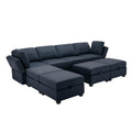 Adjustable Arms And Backs Sectional Sofa, Modern Sectional Couch U Shaped Sofa Couch With Storage Ottoman, Sofa With Convertible Chaise Blue Blue Polyester 4 Seat