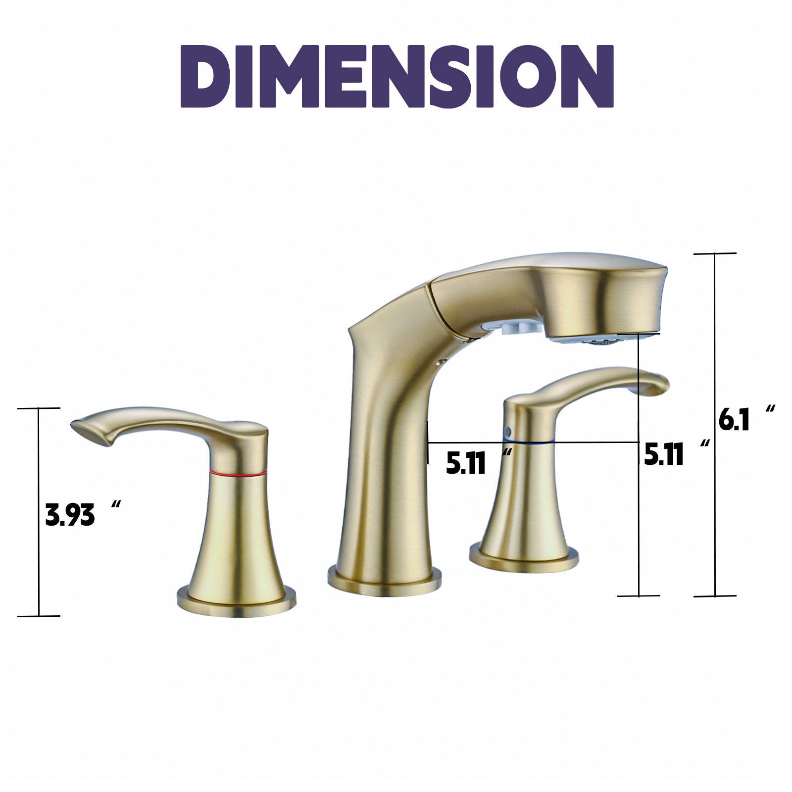 Widespread Pull Out Sprayer Bathroom Faucet, 2 Handle Bathroom Sink Faucet Two Brushed Gold Pull Out Deck Mounted Widespread Faucets Gold Stainless Steel