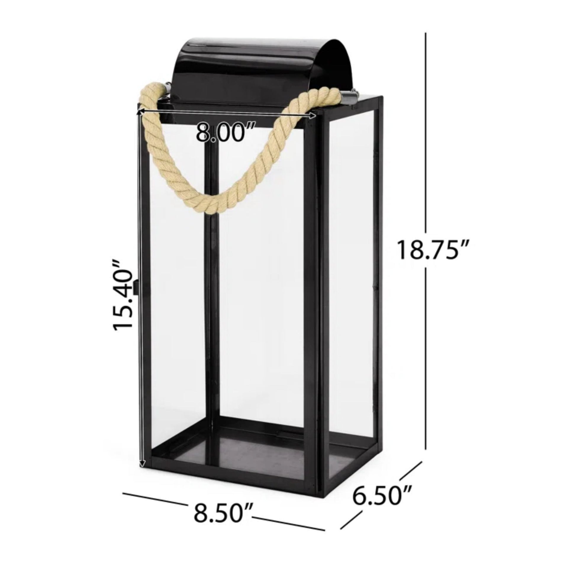 Larry 19"H Stainless Steel Lantern Black Stainless Steel