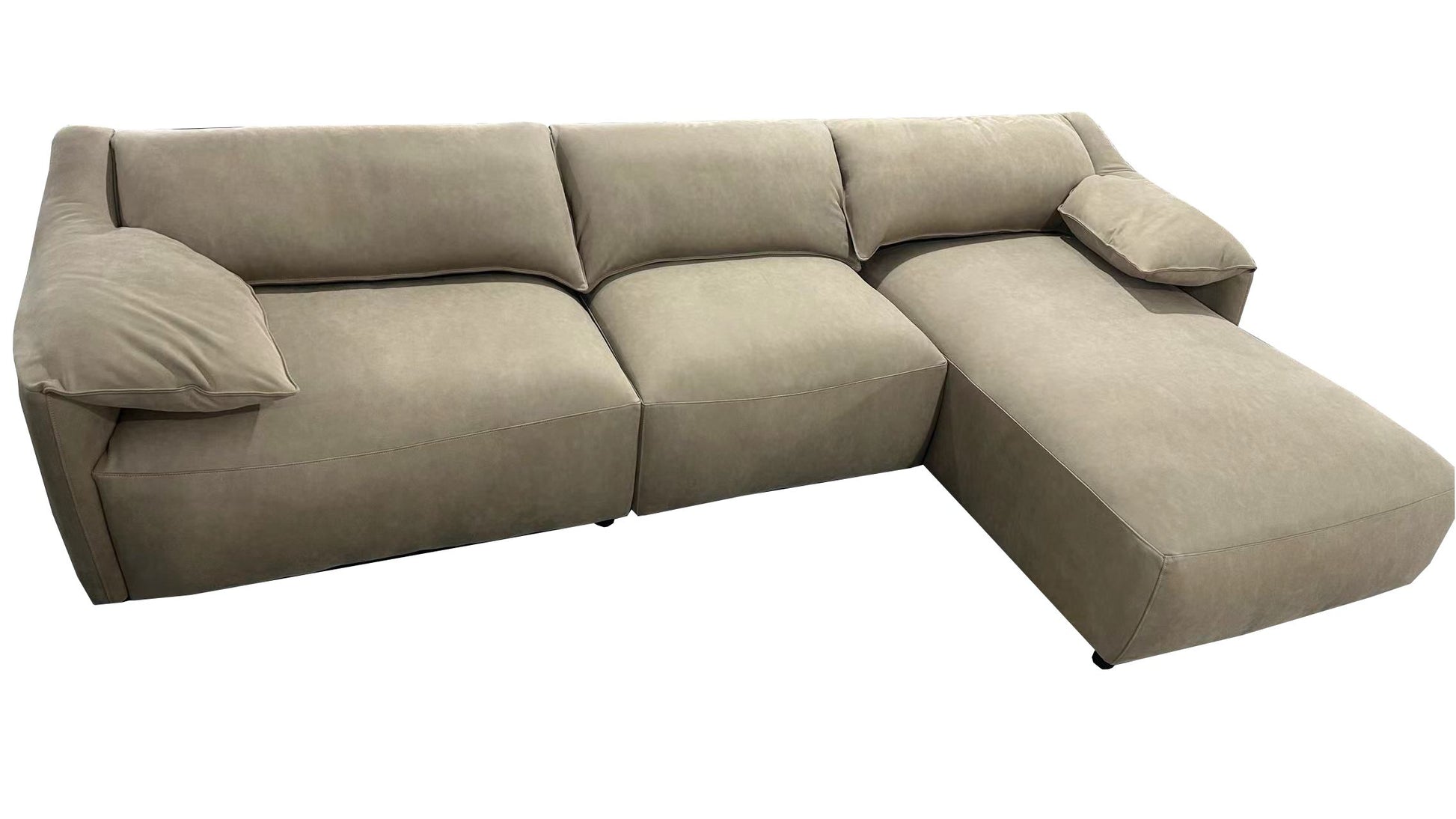 Veata Sectional Sofa, Light Brown Suede Lv03090 Light Brown Plywood 4 Seat