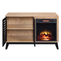 Oak And Espresso Fireplace With 1 Cabinet Electric Oak Primary Living Space Contemporary Poplar Wood