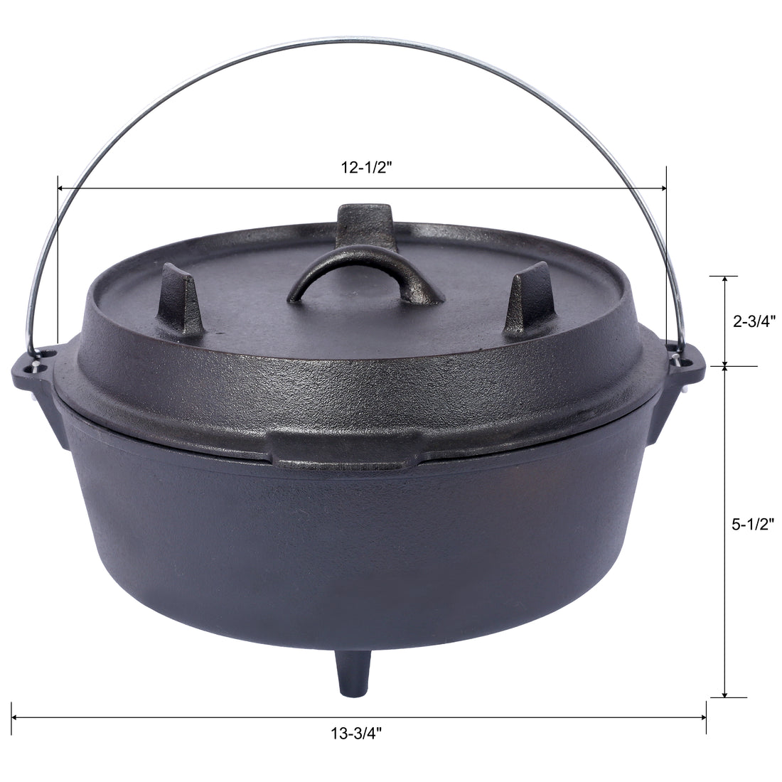 Pre Seasoned Cast Iron Dutch Oven With Set Lid, Outdoor Camping Deep Pot For Camping Fireplace Cooking Bbq Baking Campfire, Leg Base,6 Quart Black Iron