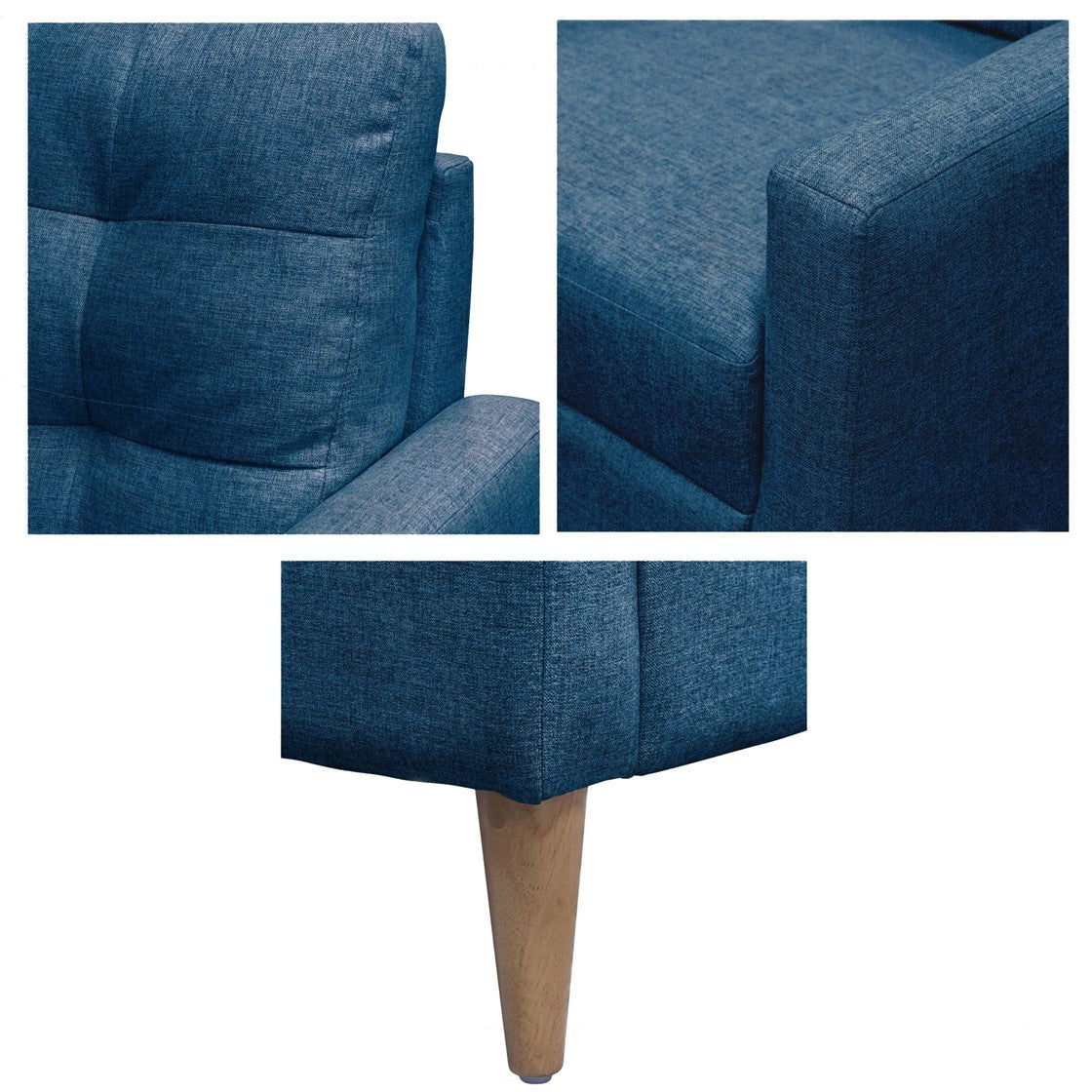 Tufted Back Accent Chair Blue Upholstered