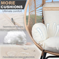 3 Pieces Patio Egg Chairs Model 2 With Side Table Set,Natural Color Pe Rattan And Beige Cushion Yes Natural Complete Patio Sets Foam Steel