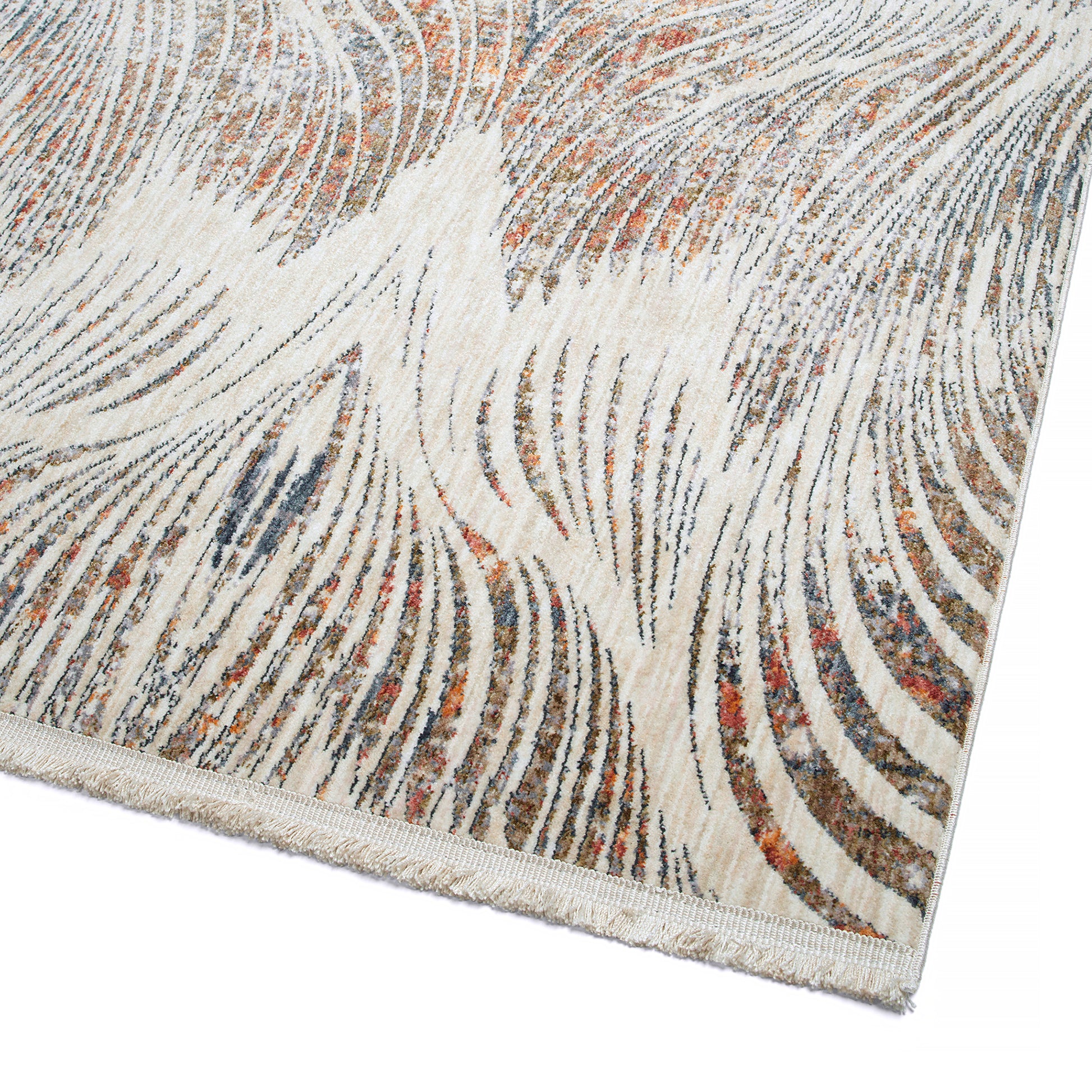 Modern, Abstract, Cut Pile 5'3" X 7'3" Rectangle Area Rug Multi Brown Beige Polyester