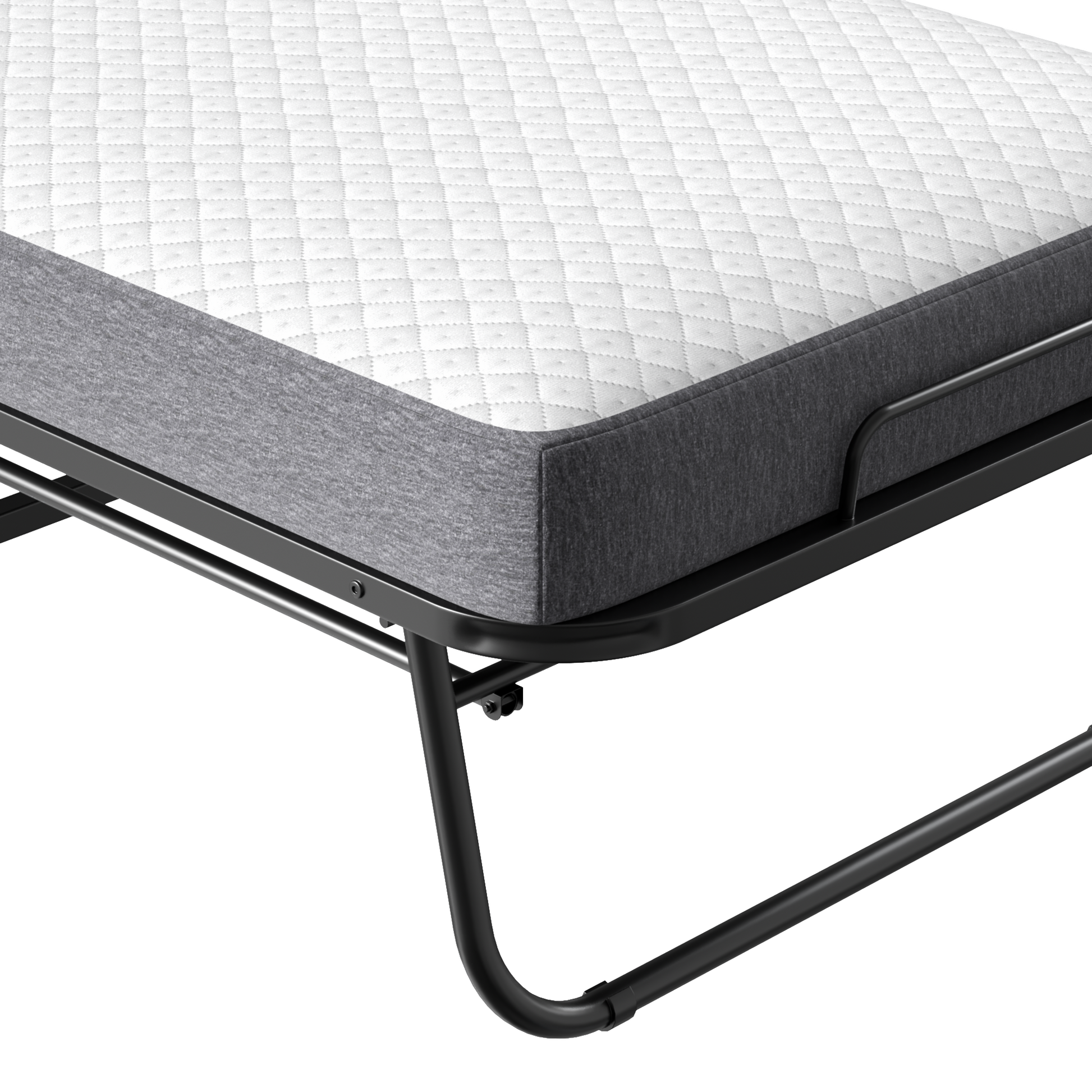 Folding Bed With Mattress 75" X 46" Rollaway Guest Bed Portable Foldable Bed For Adults With 5" Memory Foam Mattress Space Saving Sturdy All Metal Steel Pipe Frame Twin Black Iron Modern Polyester Iron