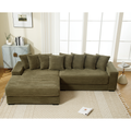 Arrived Oversized Two Piece Couches, L Shaped Sofa, Corduroy, Left Chaise Daybed,With Armrests,Eight Throw Pillows,Corner Sofa,Easy To Assemble, Green Green Polyester Wood Primary Living Space Medium Soft Pillow Back Modern Square Arms Wood 3 Seat