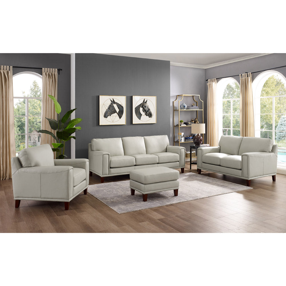 Jensen Leather Loveseat Fog Gray Down Filling Genuine Leather