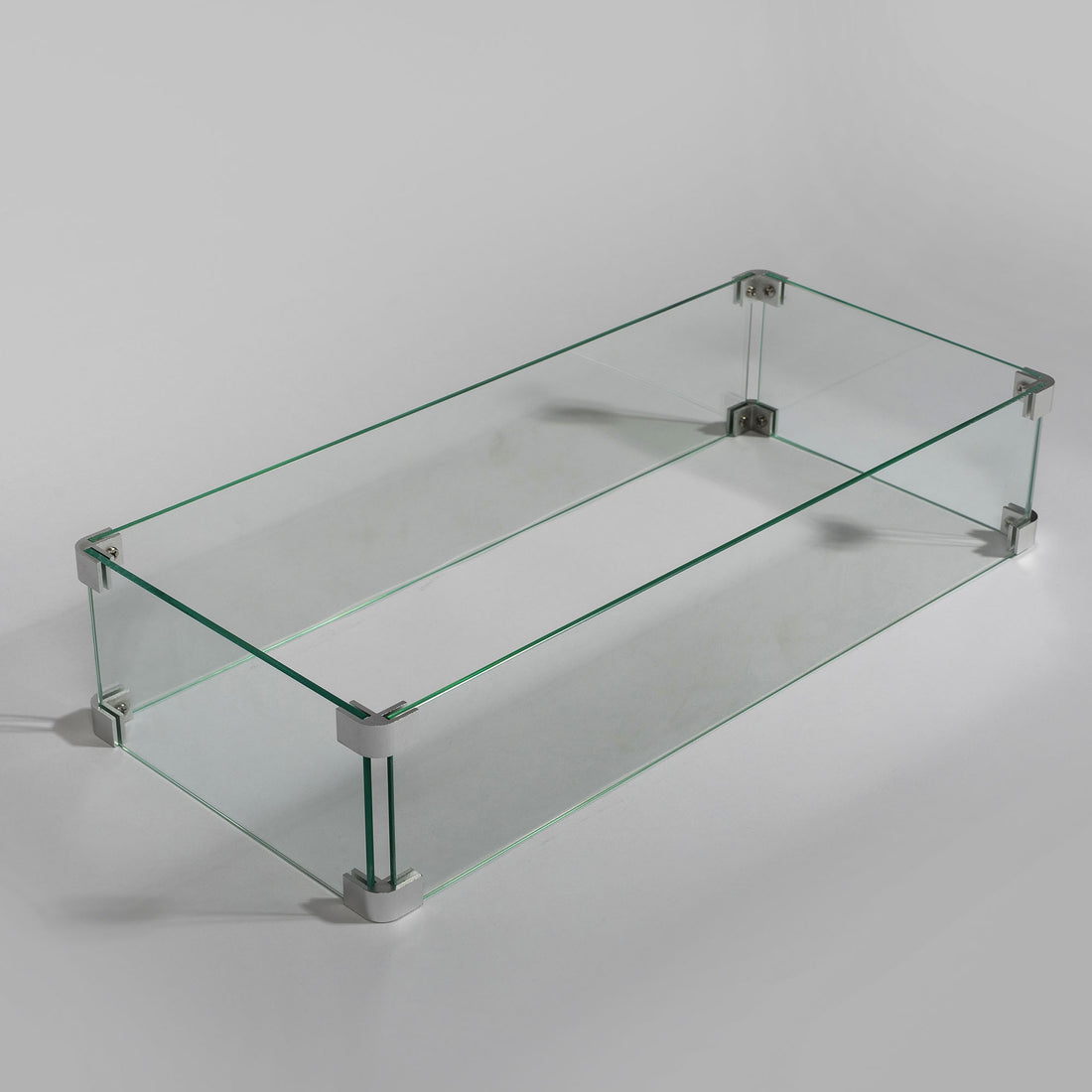 Rectangular Fire Pit Wind Guard Clear Glass
