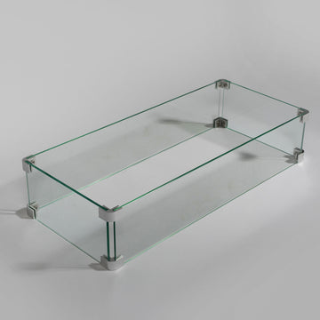 Rectangular Fire Pit Wind Guard Clear Glass