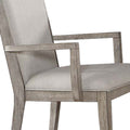 Wooden Arm Chairs With Fabric Padded Seat And High Backrest, Gray, Set Of Two Gray Wood Fabric