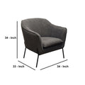 Polyester Upholstered Accent Chair With Splayed Metal Legs And Slope Armrests, Gray Grey Black Fabric Metal