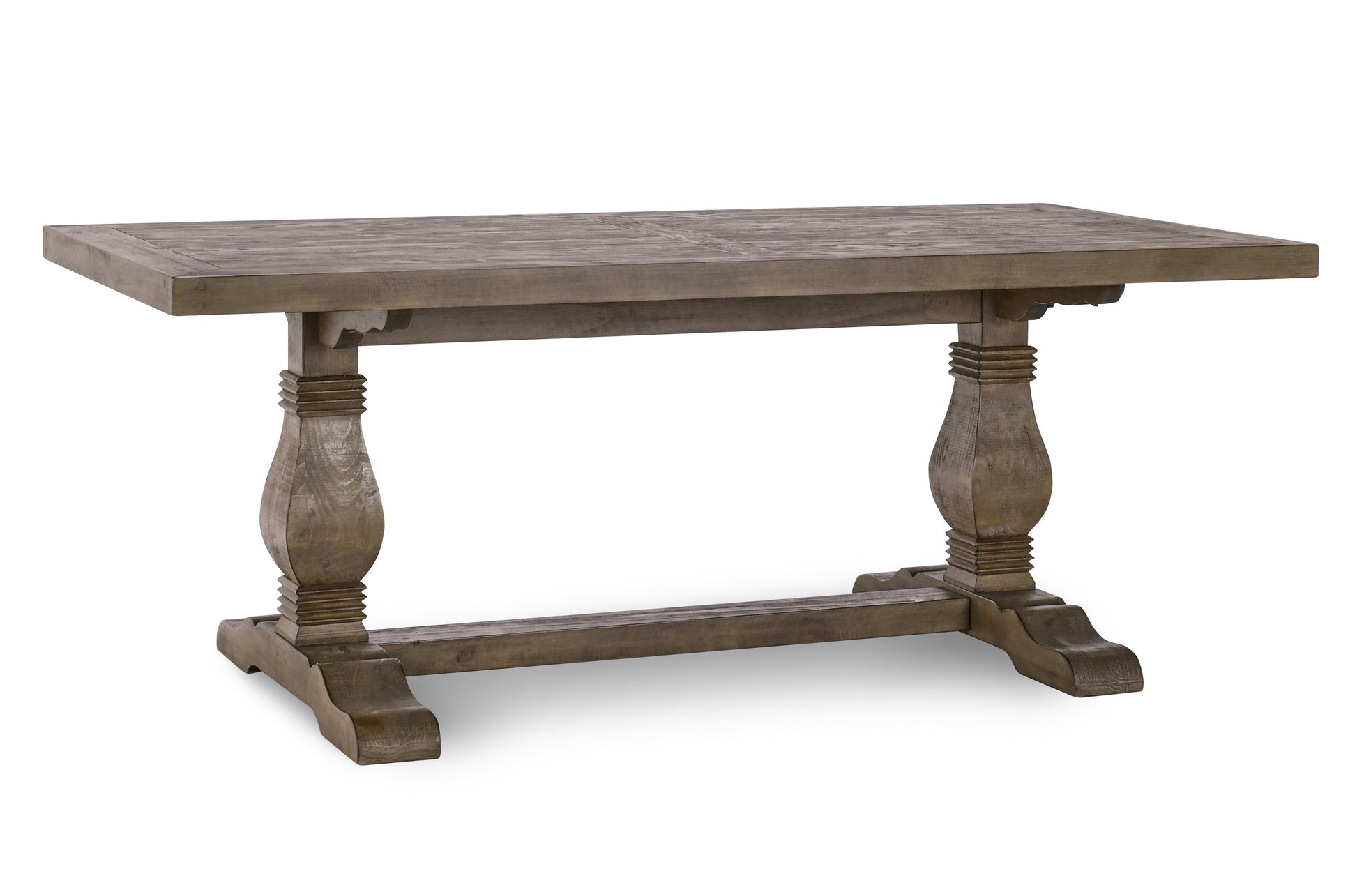 Caleb 78" Dining Table Distressed Brown Antique Brown Pine