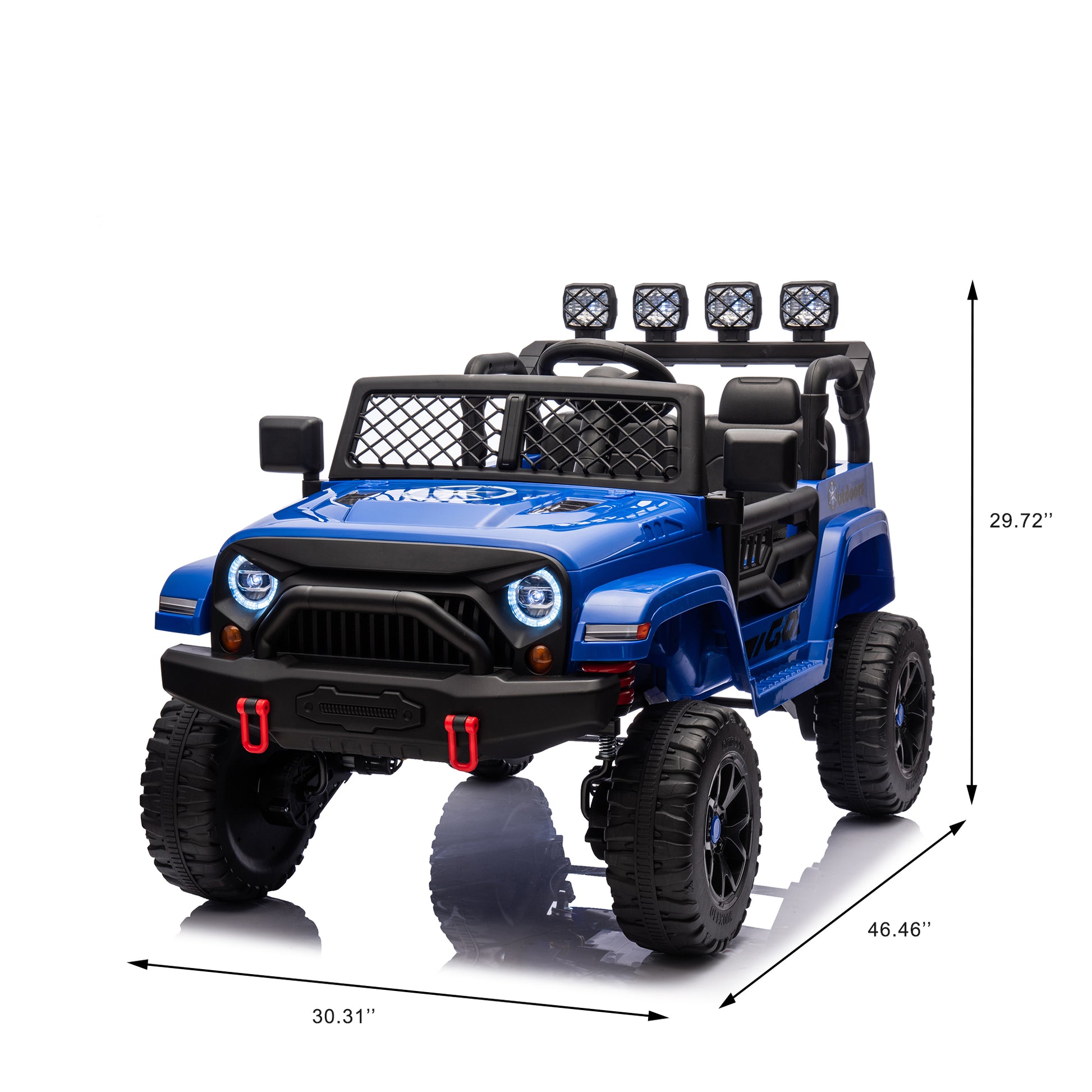 Blue,24V 2 Seater Ride On Truck Car, 4Wd Motors, With 2.4G Remote Control,Metal Suspension,Soft Start,Music, Led Light,Outdoor Off Road Electric Car,Toys Gifts Blue 100 149 Lbs Iron Plastic Iron