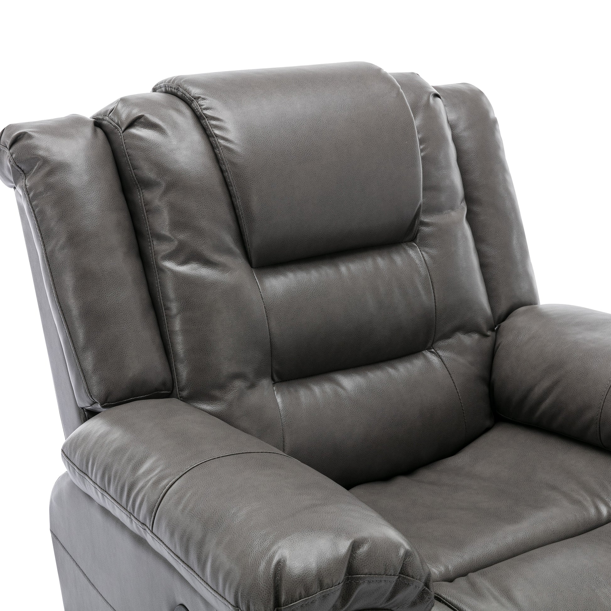 2 Seater Home Theater Recliner Manual Recliner Chair With A Storage Box And Two Cup Holders For Living Room,Bedroom, Grey Grey Foam Pu