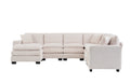 Modern U Shaped 6 Seat Sectional Sofa Couch With One Ottoman And Three Toss Pillows ,Modular Sofa For Living Room,Corduroy Sofa White Corduroy 7 Seat