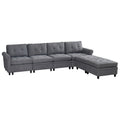 U Shaped Sectional Couch Convertible Sectional Couch With Double Chaise 6 Seat Sectional Sofa For Living Room Grey Fabric 6 Seat