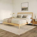 Mid Century Modern Solid Wood King Spindle Bed Natural Pine King Natural Wood Pine Pine