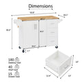 Kitchen Island With Drop Leaf Countertop, Rolling Kitchen Island Cartbarn Door Kitchen Island Table With Storage Cabinet And Tower Rack, Island Table On Wheels For Kitchen, White White White Rectangular Kitchen Carts Particle Board Medium 40 55In