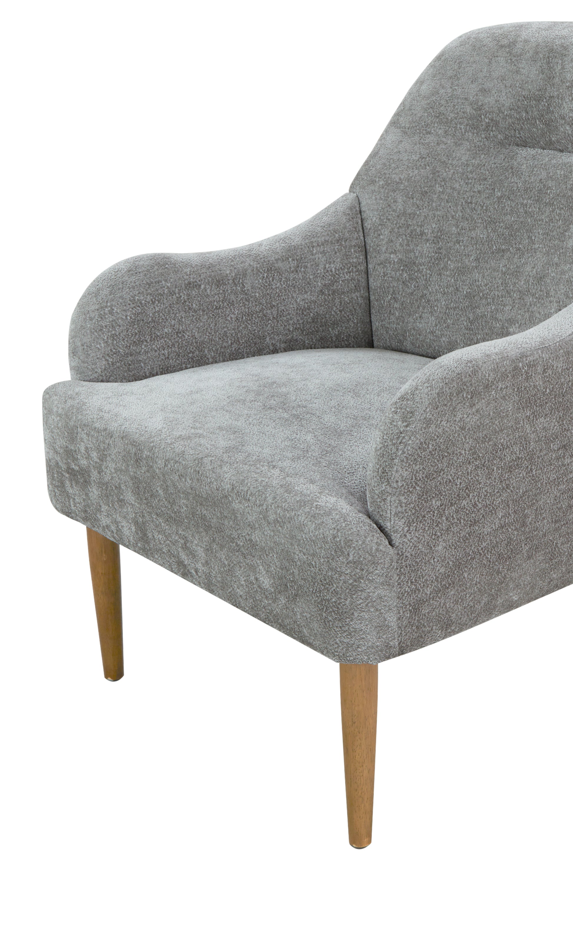 Chenille Armchair, Modern Style Accent Chair With Wood Legs, Comfy Design For Living Room, Bedroom, Office, Gray Gray Foam Wood Fabric