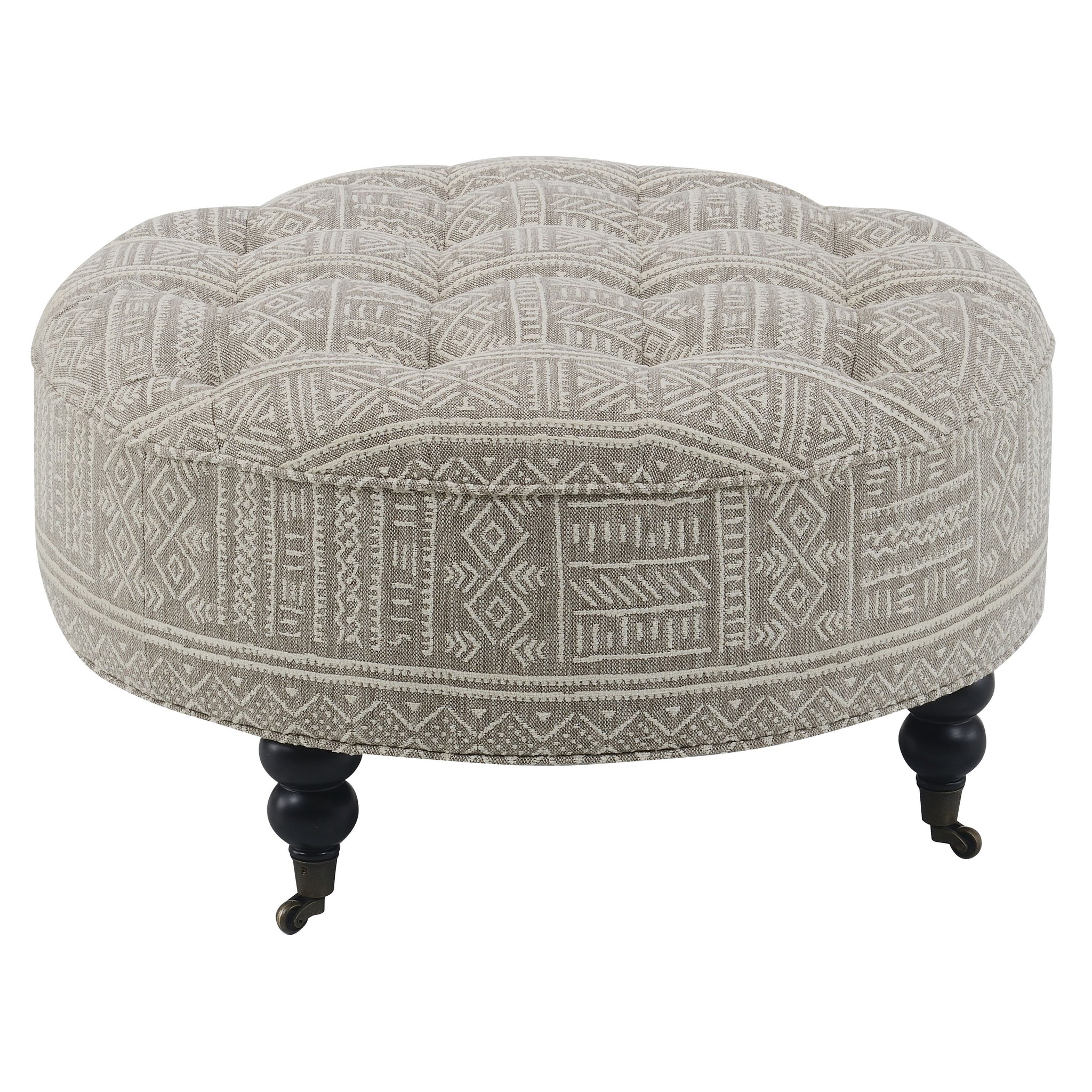 Upendo Ottoman W Casters, Pattern Fabric Ac03000 Multicolor Upholstered