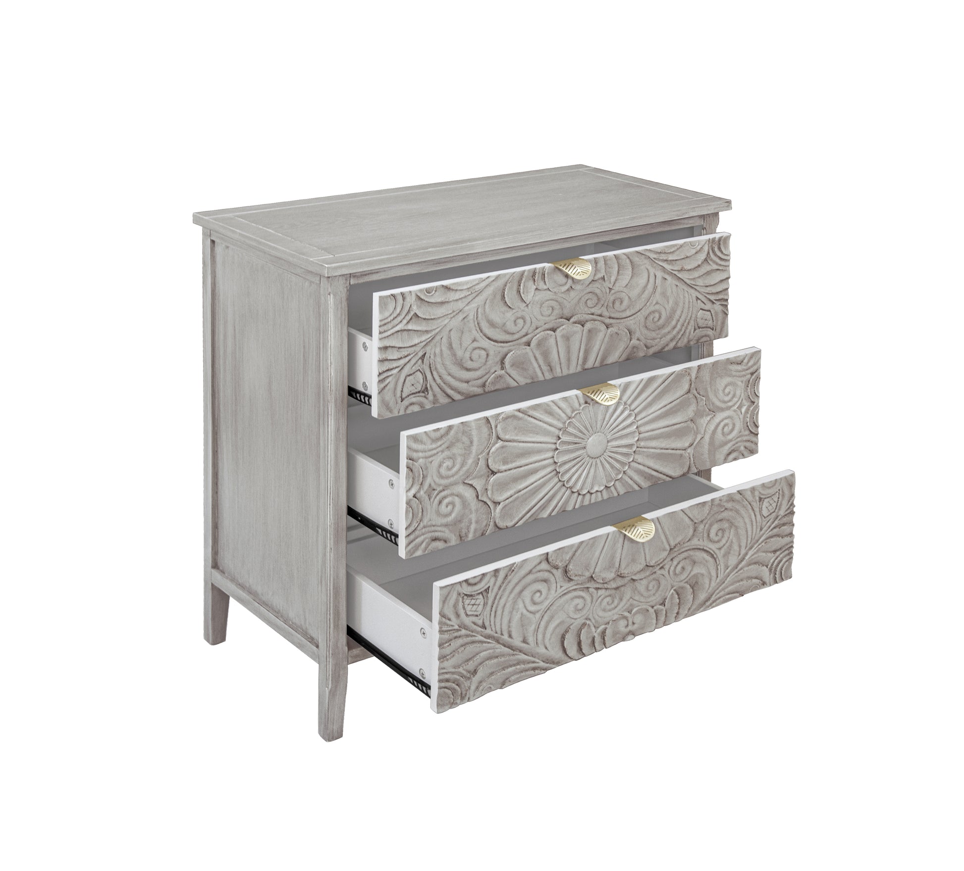 3 Drawer Cabinet, American Furniture, Suitable For Bedroom, Living Room, Study Light Grey Mdf