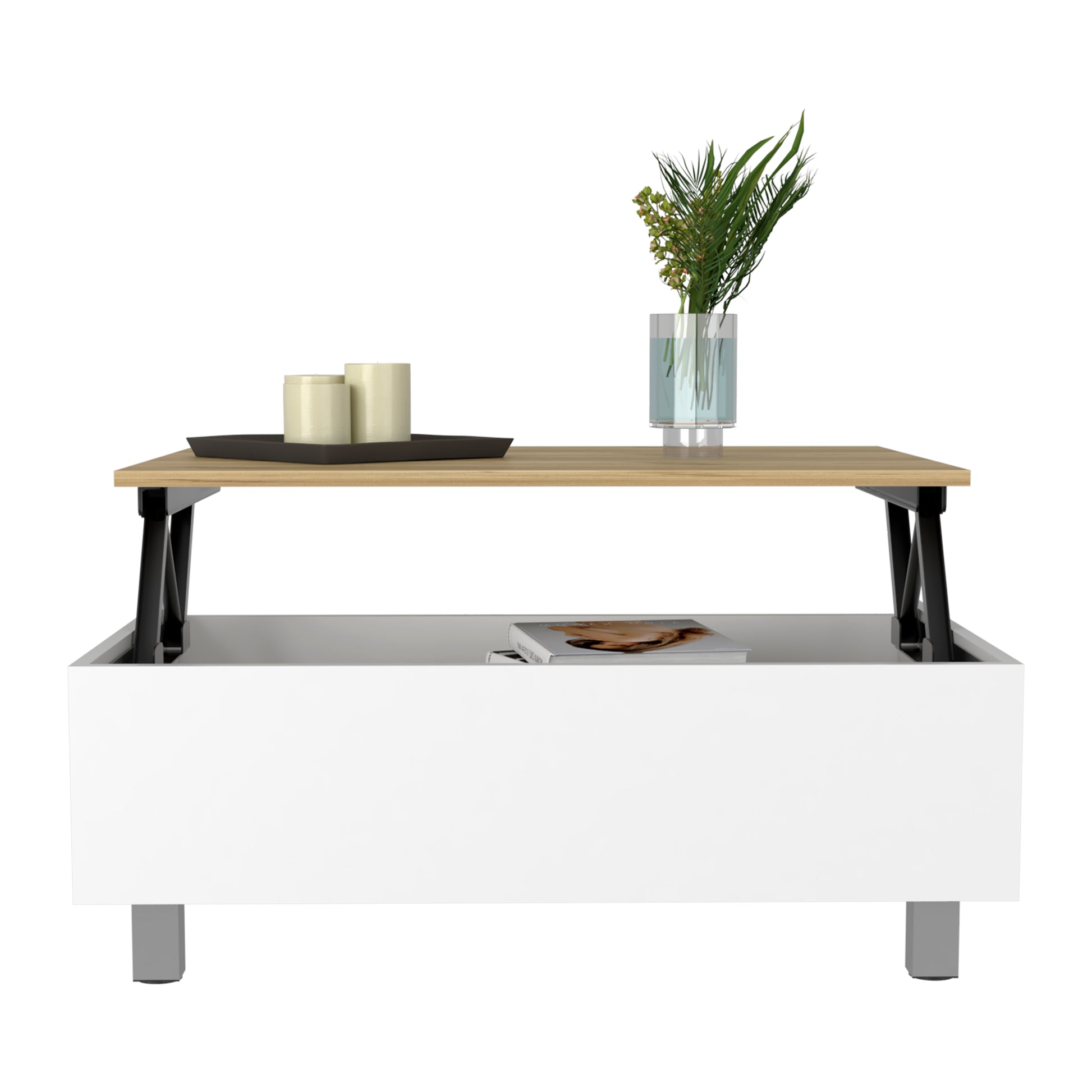 Boston Lift Top Coffee Table Multicolor Primary Living Space Modern Freestanding Rectangular Hutch Coffee & End Tables Rectangular Mdf Engineered Wood