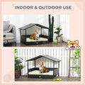 Pawhut Wicker Dog House Outdoor With Canopy, Rattan Dog Bed With Water Resistant Cushion, For Small And Medium Dogs, Cream White White Rattan