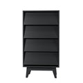 4 Drawer Double Dresser Features Vintage Style And Bevel Design Black Mdf