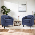 Coolmore Living Room Accent Barrel Chair, Century Modern Style Decorative Chair, Armchair For Living Room With Thick Cushions And Pillows, Comfy Single Sofa Chair, Chair With Wooden Legs,Blue Blue Corduroy