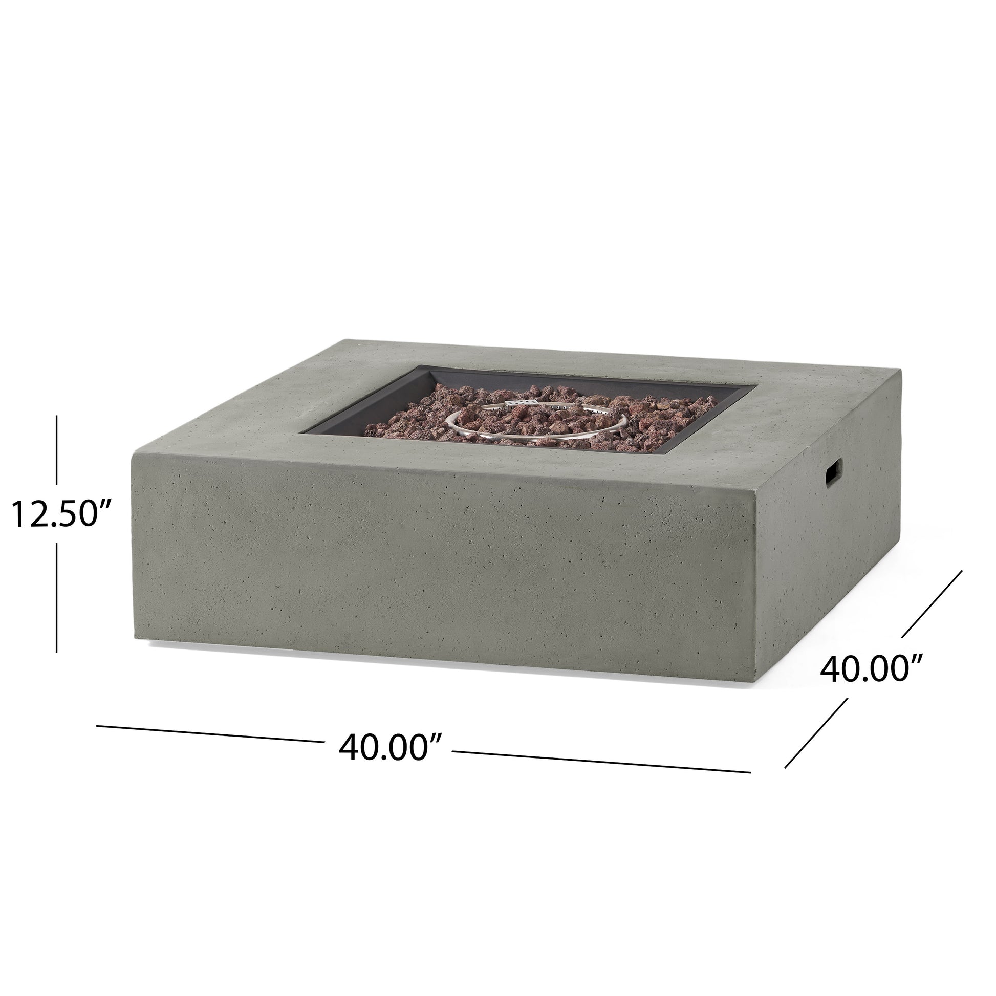 50000 Btu Square Mgo Fire Table Tank Outside Tank Cover Not Included Light Grey Magnesium Oxide